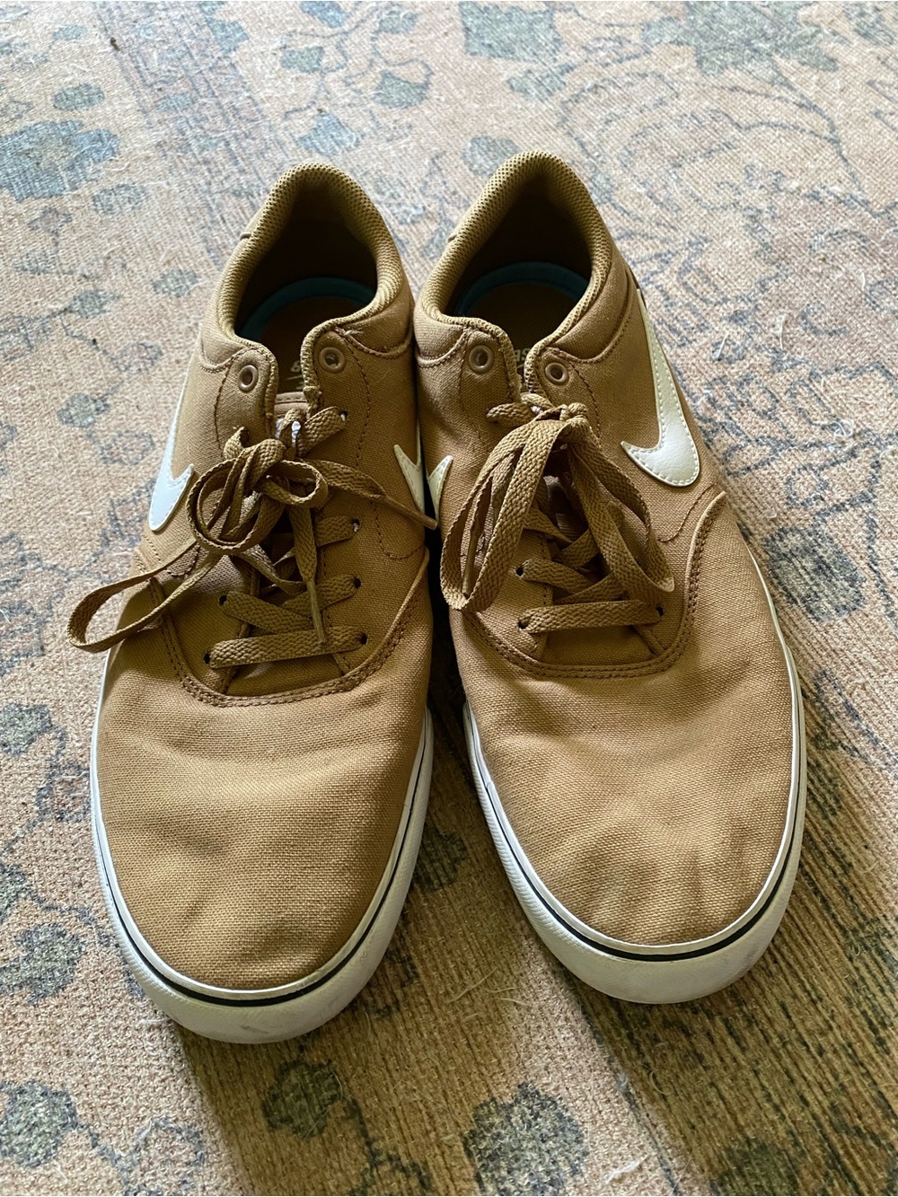 Nike Men’s Brown Canvas Low-Top Sneakers with White Swoosh